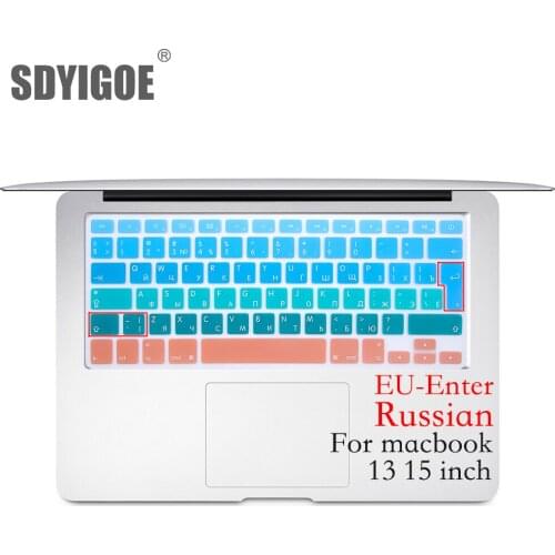Russian EU/UK Silicone Keyboard Protector Cover Skin Protective Film For Mac Book Air13 pro15 A1466A1502 Colorful keyboard film
