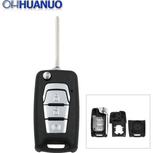 Replacemen New Flip Folding Remote Car Key Shell Case Fob 3 Buttons For SsangYong With Uncut Blade