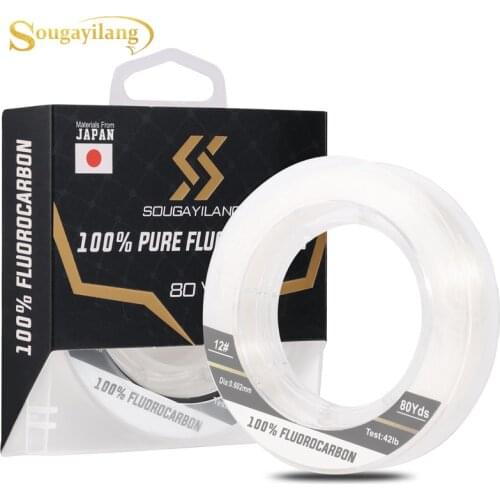 Sougayilang 80Yds Fluorocarbon Clear Fishing Line 100% Monofilament Carp Fishing Line Leader Japanese Carbon Fiber Line