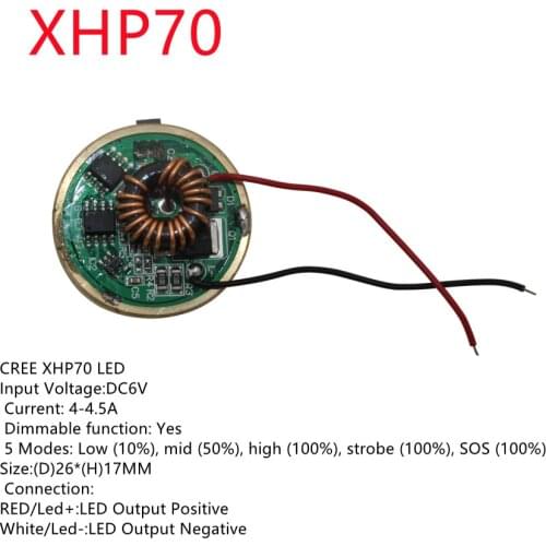 1PCS Cree XLamp XHP70 6V LED Driver 22MM DC6V-15V 1mode/5mode Input 6-15V Output For 6V XHP70 LED Light Lamp