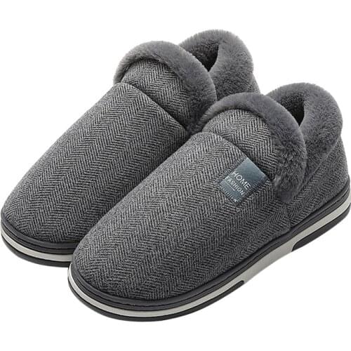 Mens Slipper Solid Autumn And Winter Home Slipper For Women Warm Indoor Beadroom Slides Men Stripe Cotton Slippers