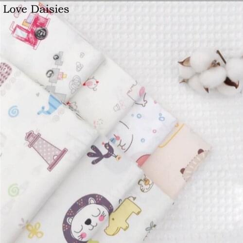 100% Cotton Twill Cute Cartoon White Sea World Animal Baby Farm Train Fabrics For DIY Kids Bedding Sheet Patchwork Home Decor