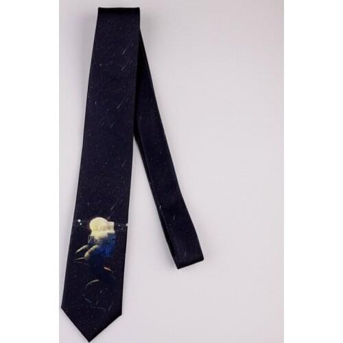 As a gift fashion creative Black astronaut pattern tie for party Groom tie bag packing 1pc KSN15