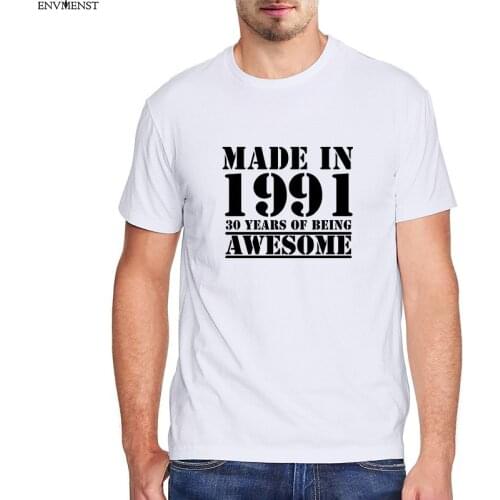 Funny 30th Birthday t shirt men Made in 1991 30 Years of Being Awesome Mens Harajuku T-shirt oversized streetwear cotton tee top