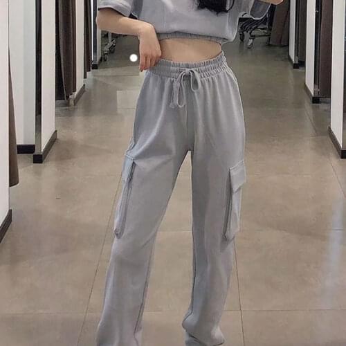 Bella Philosophy Women Fashion Tracksuits Cropped Sweatshirt High Elastic Waist Drawstring Cargo Pants Side Pockets Chic Sets