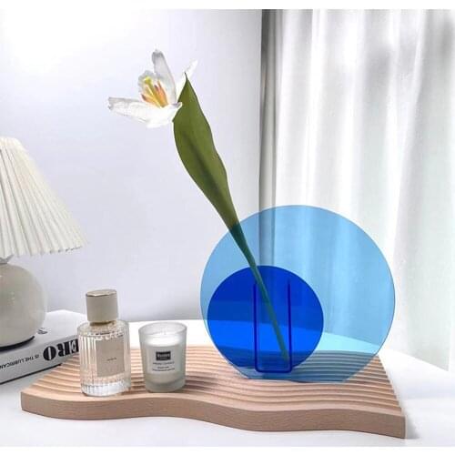 1pcs Nordic Irregular Acrylic Vase Art Geometric Rainbow Color Vase Home Decorations Desktop Decor Floral Container Decorative