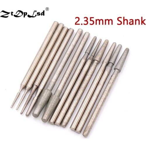 1PCS Grit 600/1200 Diamond Grinding Head 1-4MM Rotary Drill Bits Burrs Metal Stone Jade Engraving Carving Tools B Needle Burs