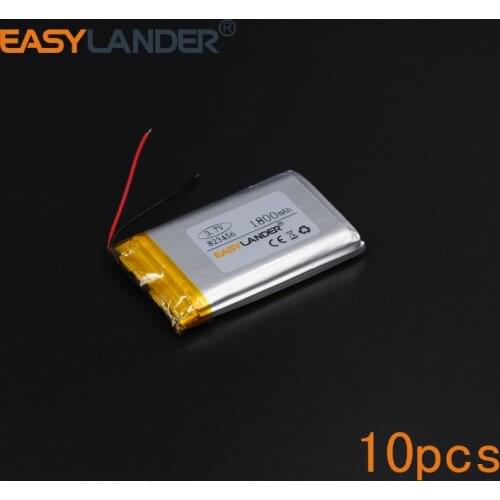 10pcs/Lot 3.7V 1800mAh 823456 Rechargeable li Polymer Li-ion Battery For mouse recorder speaker RC toys headephone Remote MP4