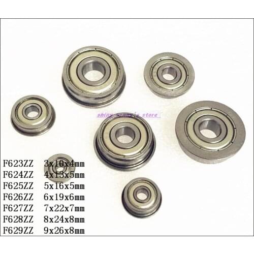 3-8pcs/Lot F623ZZ , F624ZZ , F625ZZ , F626ZZ , F627ZZ , F628ZZ , F629ZZ Flange Bearing Deep Groove Ball Bearing Brand New