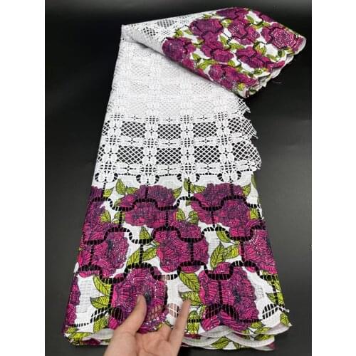 5yards/pc) Newest design colorful prints African guipure lace soft cord lace fabric with sequins for party dress WJY012