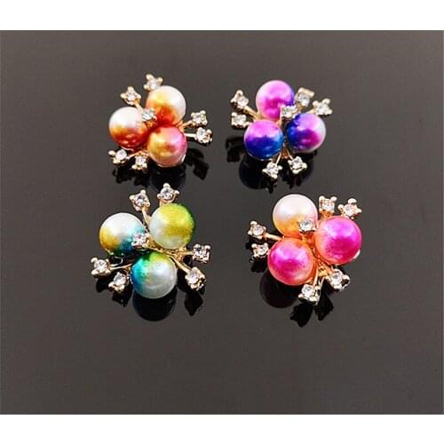 50 PCS 20mm Fashion Alloy Pearl Rhinestone Flowers Connectors Charm For Jewelry Making Accessories