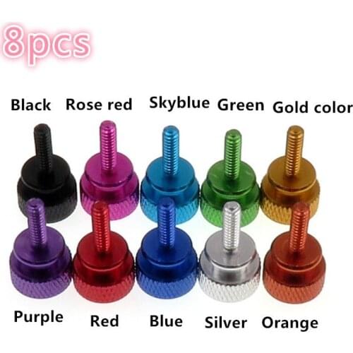 8 pcs M3x7mm Aluminum Alloy Thumb ScrewsComputer Adjust Chassis Hand Screws anodized Multiple Color