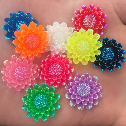 AB Resin Kawaii True color 20mm Sunflower Flat back Cabochon Stone 30PCS Scrapbook DIY Decor Home Figurine Crafts