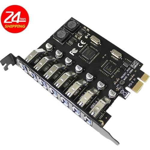 USB 3.0 PCI-E Expansion Card Adapter 7 Ports USB 3.0 Hub Adapter External Controller PCI-E Extender PCI Express Card for Desktop
