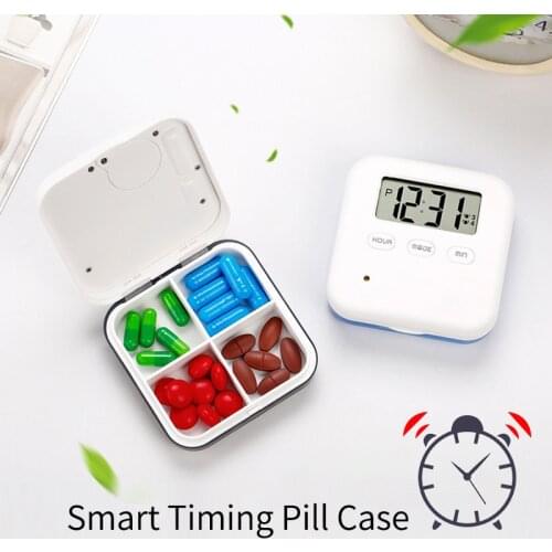 Electronic Smart Pill Case Alarm Clock Reminder Medicine Storage Boxes Tablet with Timer Secret Box Portable Drugs Accessories