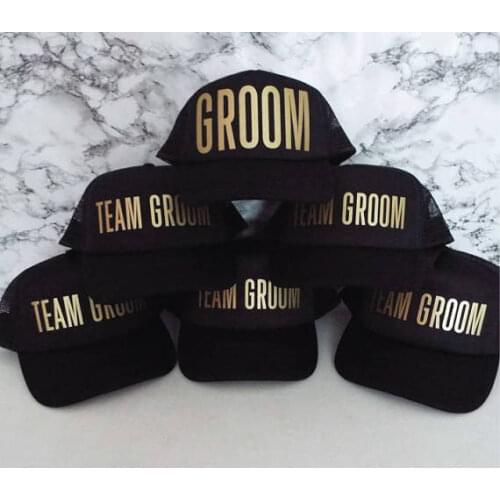 CUSTOMIZE TEAM GROOM wedding groomsmen Bachelorette Stag Party Mesh Trucker Snapback trucker hats caps gifts favors decoration
