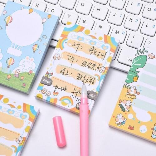 Kawaii Naughty Rabbit 100 Sheets Memo Pads Note Paper Message Cute Decorative Notepad Office Stationery School Supplies