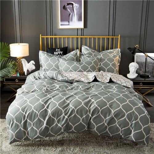 White Geometric Grid Bedding Set Brief Style Duvet Cover King Size Comforter Bedding Sets Us Queen For Adult