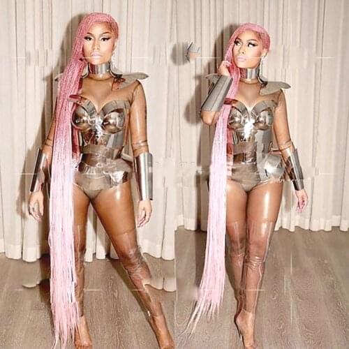 DS party stage show wear Mirror bar commercial performance metal technology sense gogo costume