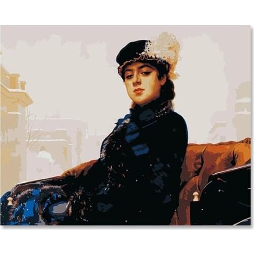 Painting by unknown girl Famous painting diy digital paint their own painted on the color number hanging oil