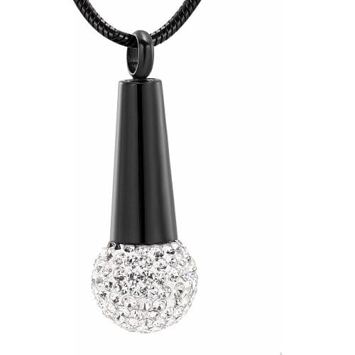 Cremation Jewelry Microphone Urn Necklace for Ashes Stainless Steel Keepsake Memorial Ash Jewelry Crystal Pendants for Ashes