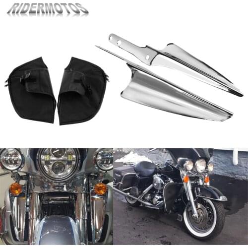 Motorcycle Front Fork Mount Windshield Deflector Trim W/ Soft Lowers Chaps Leg Bags Warmer For Harley Touring FLHR FLHX FLHXS