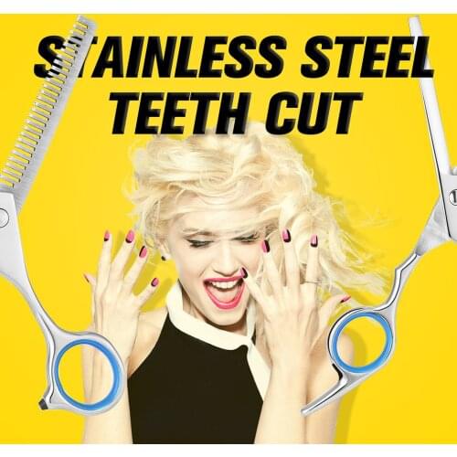 Lightweight 6 Inch Stainless Steel Teeth Cut/Flat Cut Type Hair Styling Beauty Salon Hairdressing Scissor For Barber Shop