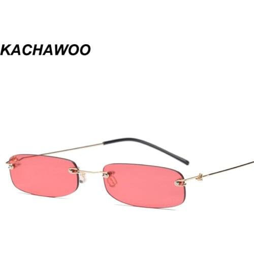 Kachawoo narrow sunglasses for men gold metal frame black small rectangle rimless sun glasses women accessories 2018 hot sale