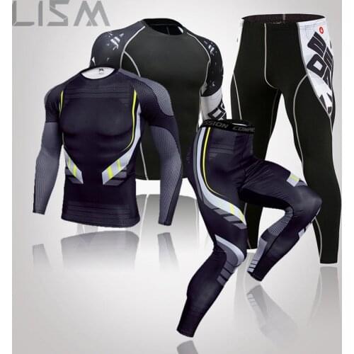 Mens Quick-Drying Thermal Long Underwear Suit Casual Tight Basketball Exercise Gym Running Jogging Tights Sports MMA Suit