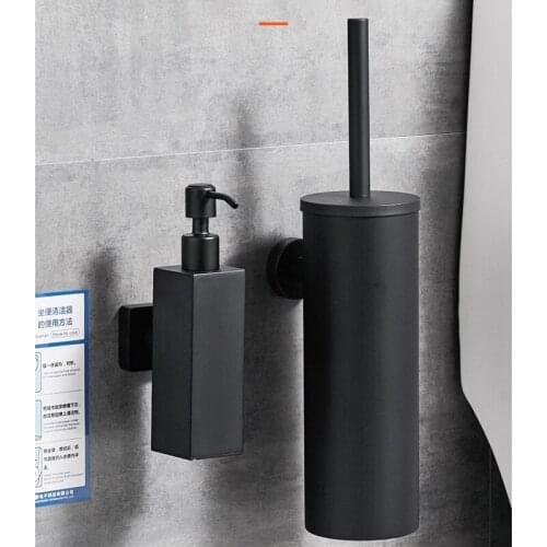 Toilet Brush Holder Set With Bar Wall Mount Bathroom Accessories Cleaning Brush Hanger 304 Stainless For Home Cleaning