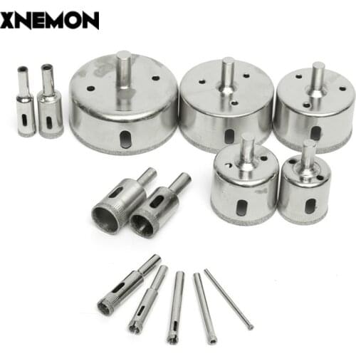 14PCS Hole Saw 3-70mm Diamond Coated Core Hole Saw Drill Bit Set Tools for Tiles Marble Glass Porcelain Drilling Power Tools
