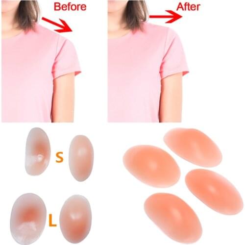 Shoulder Push-up Pads Adhesive Enhancer Pad Invisible Soft Silicone 1 Pair S / L
