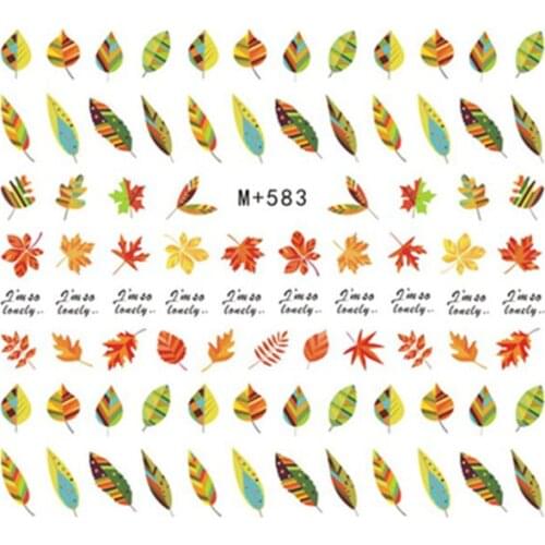 Maple Leaf Nail Art Stickers Nail Water Decals Leaves Shaped Nail Transfer Sticker Autumn Fall Style Design for Manicure Tips