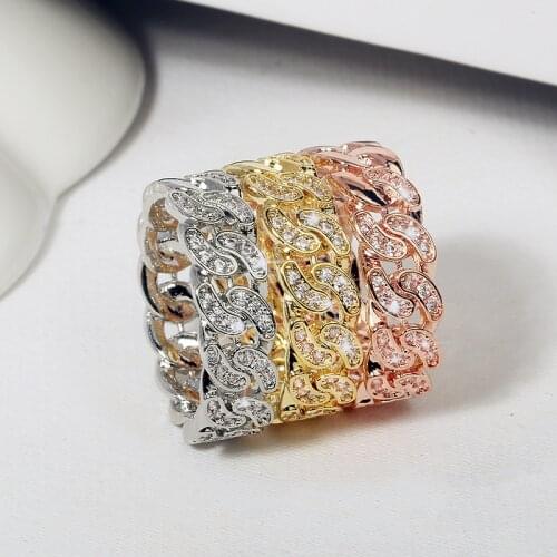 New Women Ring Fashionable White Zircon Jewelry Finger Ring Double Layer Multicolor Chain Shape Ring For Girl Engagement Party