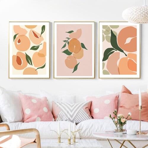 Simple Nordic small fresh Morandi peach porch living room dining room mural poster print picture canvas decorative painting