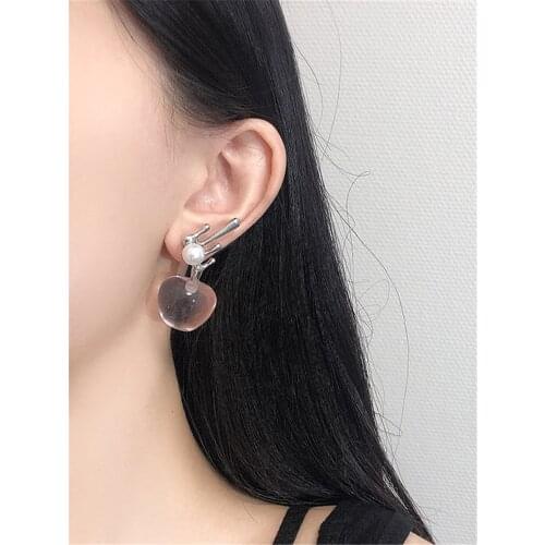 Transparent Resin Fruit Earrings Irregular Metal Stud Earrings Fashion And Personality Women Jewelry Party Christmas Gift