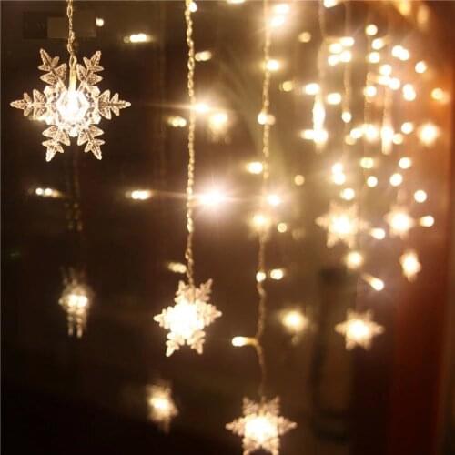 Multi-color 4m 100 LED Snowflake Curtain String Light Strip Holiday Christmas Wedding Decoration 110V/220V US/EU/UK/AU Plug