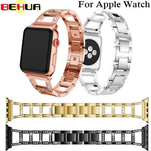 Alloy Crystal Watch Strap for Apple Watch Band with Rhinestone 38mm 42mm Wristband For iWatch Series 3 2 1 Replacement Bracelet