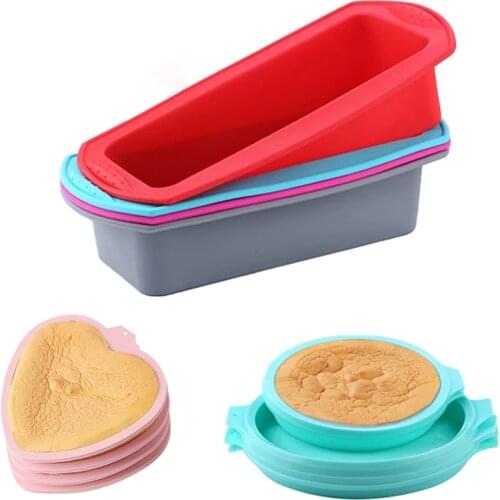 Silicone Round Layered Cake Mold Baking Pans Non-Stick Rectangular Heart Shape Toast Bread Mousse Desserts Moulds Pastry Tools
