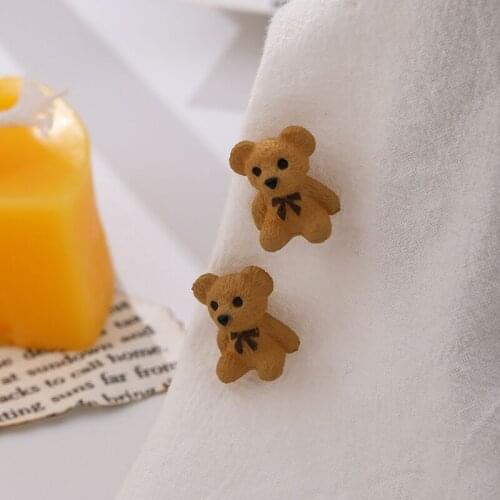 Cute Mini Resin Bear Stud Earrings Minimalism Female Danglers Jewelry Gift