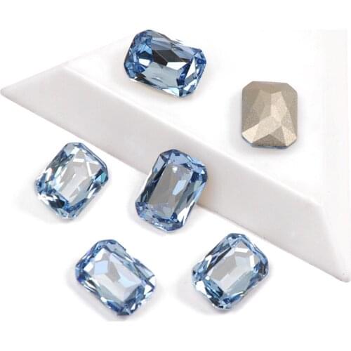 Octagon Shape Lt. Sapphire Color 12pcs/pack 6pcs/pack Crystal Glass Rhinestones For 3D Nail Art Rhinestone Decoration Gems