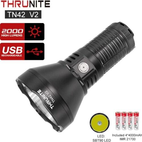 ThruNite TN42 V2 SBT90 LED 4848 High Lumen Spotlight 1860 Meter Throw USB C Rechargeable Searching Flashlight FlashLight Orginal
