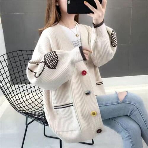 Womens Winter Button Pocket Sweater Thicked Sweet Full Sleeve Sweaters Embroidery Big 3XL Size Casual Top Autumn Clothes