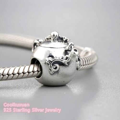 2019 Spring Authentic 925 Sterling Silver Enchanted Tea Pot Charm, Clear CZ Charm Beads Fit Brand Charms Bracelet Diy Jewelry
