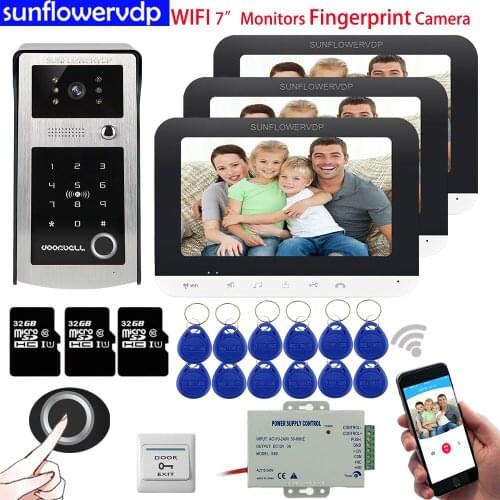 Wifi 7 inchs Video Intercom Fingerprint IC Cards Code Unlock Video Intercom For Home + 32GB SD Card Doorbell Video Intercom Kit