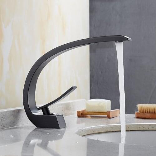 Vidric Basin Faucets Black Oil Brushed /Chrome Bathroom Faucet Basin Tap Rotate Single Handle Hot and Cold Water Mixer Taps Cran