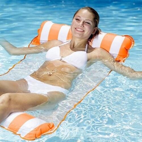 Water Hammock Recliner Inflatable Floating Bed Swimming Pool Foldable Sleeping Mat Beach Party Toy Leisure Mattress Bed Chair