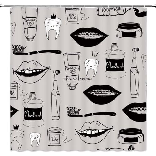Grey Toothbrush Wash Waterproof Mildew Shower Curtain Toilet Partition Curtain Bathroom Curtain with Hooks