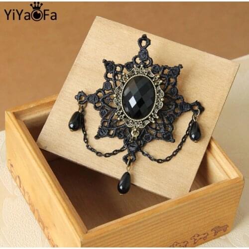 YiYaoFa Handmade Vintage Brooch for Lady Party Jewelry Pin Antique Fabric Brooch Women Accessories Gift Lace Corsage YBR-12