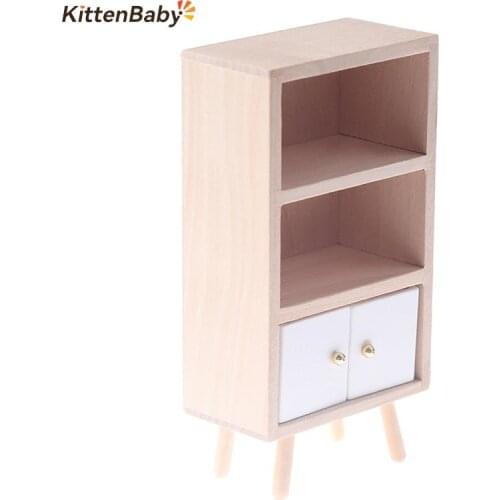 1/12 Scale New Dollhouse Nordic Style Mini Wooden Shelf Flower Stand Doll House Handmade Furniture Model Accessories